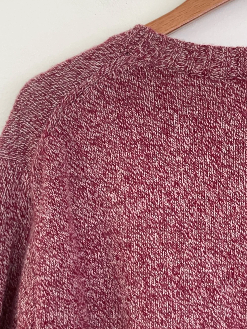 J Crew Rugged Merino Wool-Blend Marled Sweater Red XL Extra Large Cree Neck